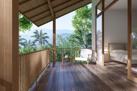Modern terrace with nature views