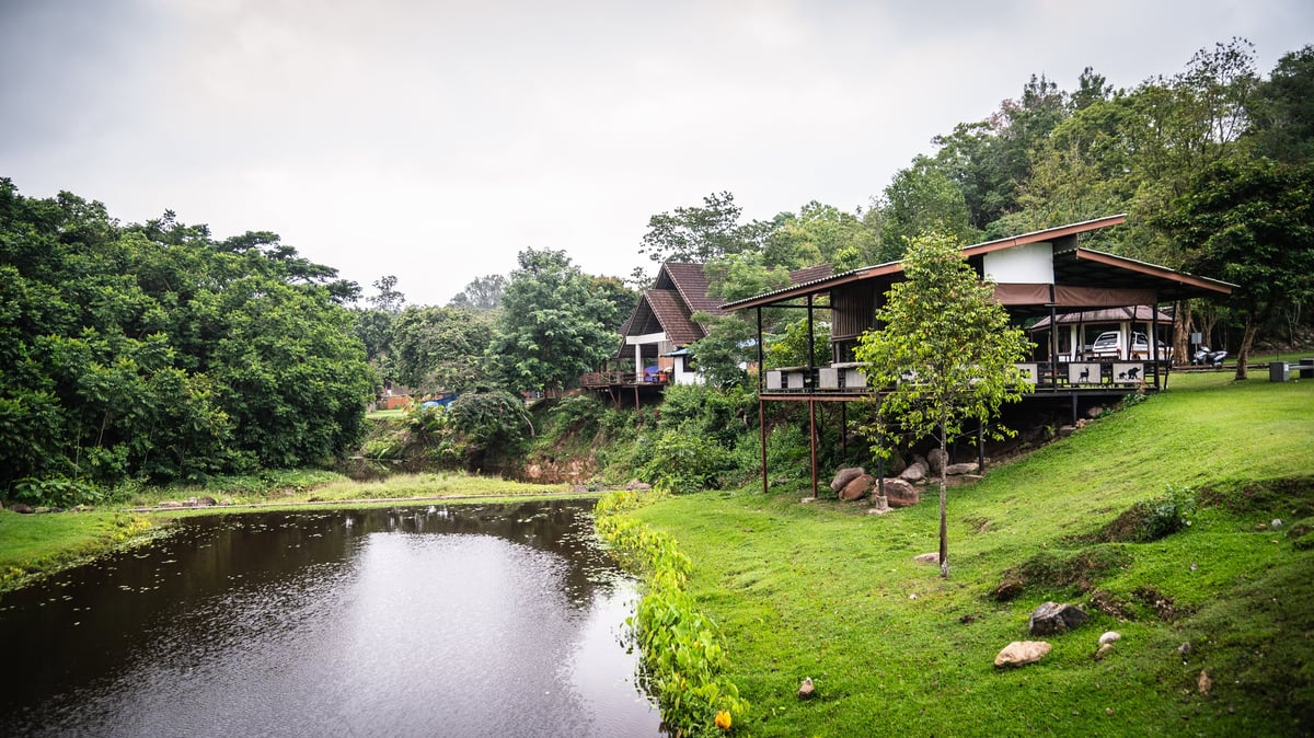Buildings, restaurants, welfare and coffee in the Lam Takhong tent area, Khao Yai National Park, World Heritage Forest, Thailand